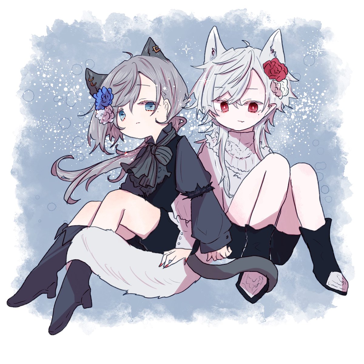 「子猫と子狼 #くろのあとりえ 」|ここｻﾝ❤️‍🔥のイラスト