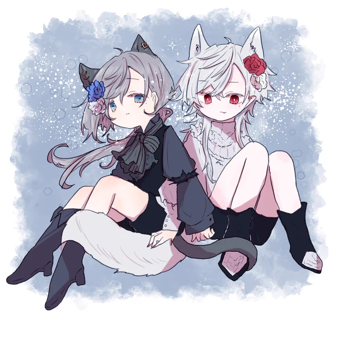 子猫と子狼 #くろのあとりえ 