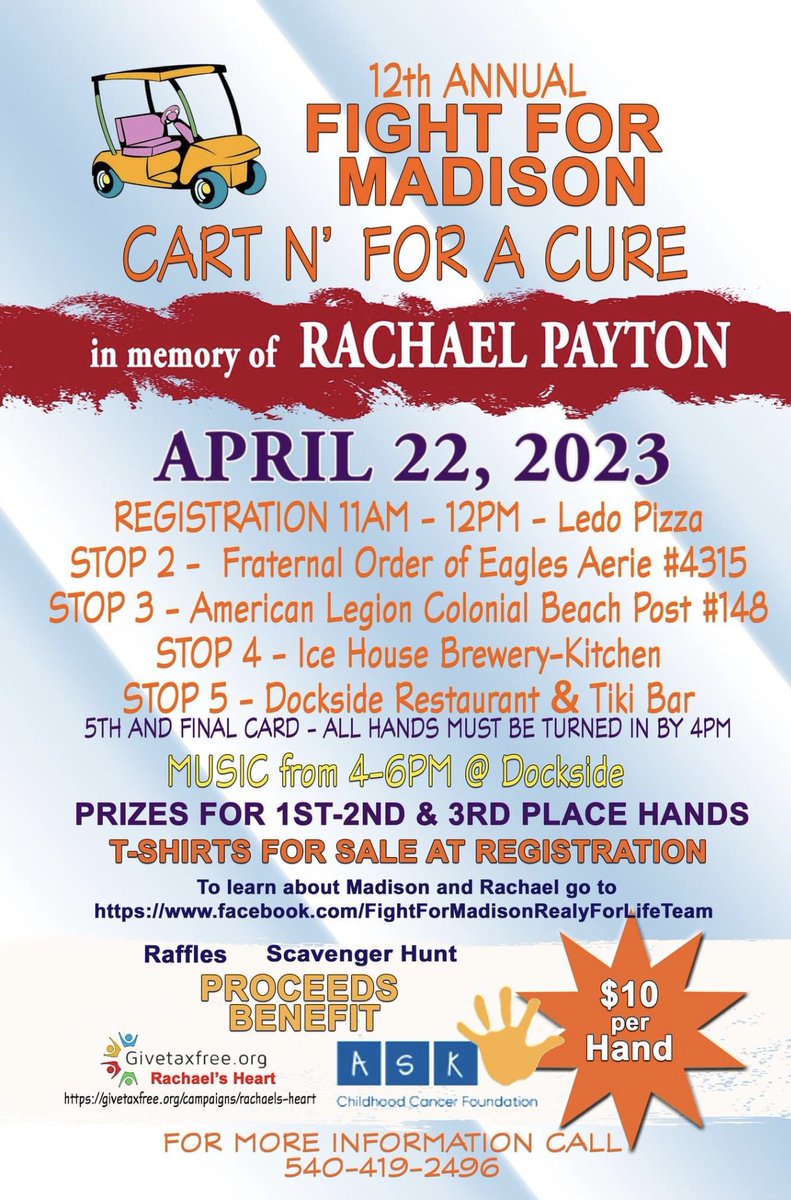 TaraSeeber's tweet photo. This Saturday!!! Our 12th annual poker run!!! #fightformadison https://t.co/AuVFZqpel5