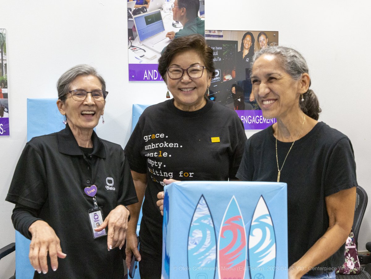 olelocommunity's tweet photo. Volunteers and staff wrapped and decorated the centerpieces for the Youth XChange on 4/25. Our 20th anniversary event features the ‘wave’ theme. 70 boxes were finished. Mahalo for your efforts! #youthxchange #videoproduction #videocreator #mediaproduction #hawaii https://t.co/QaG53ONFMG