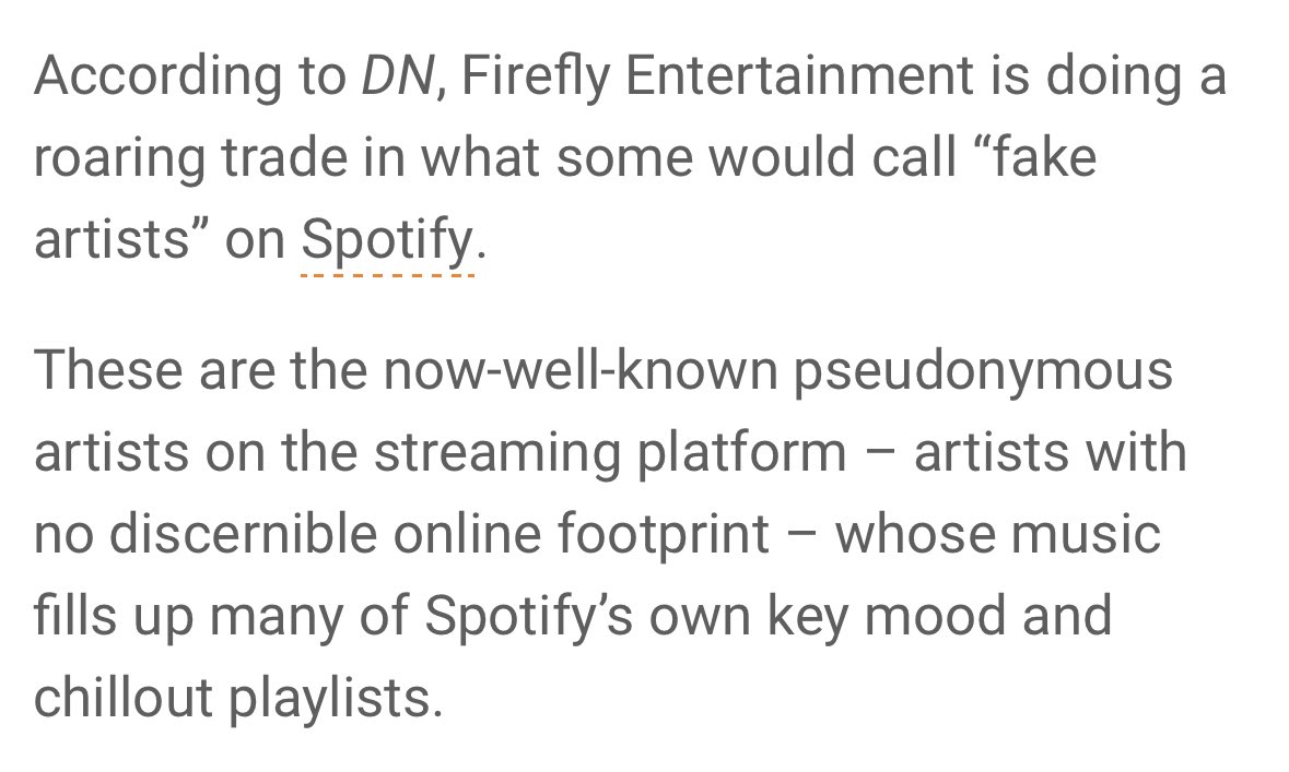 adamfaze's tweet photo. WE HAVE ARRIVED AT THE CONCLUSION

spotify isn’t profitable due to high licensing fees from labels. but they might be trying to shift listening time from majors to generative music that costs them less to license or even MAKE in order to BE profitable
https://t.co/cGE9B1vBJC https://t.co/IuwN8xmgh0