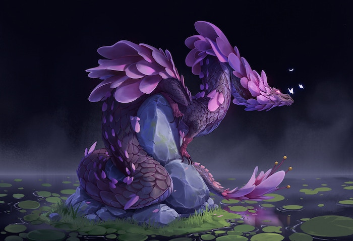 SparkOtter's tweet photo. It's time to show you our dragons. If the 70+ true extinction stories don't convince you to back #BookofExtinction in its last 48 hours, our biodiversity of #dnd monsters will.
We reimagined dragons not as colors or metals, but trees - these are the cherry and oak dragons: https://t.co/rXQSAYkHyA