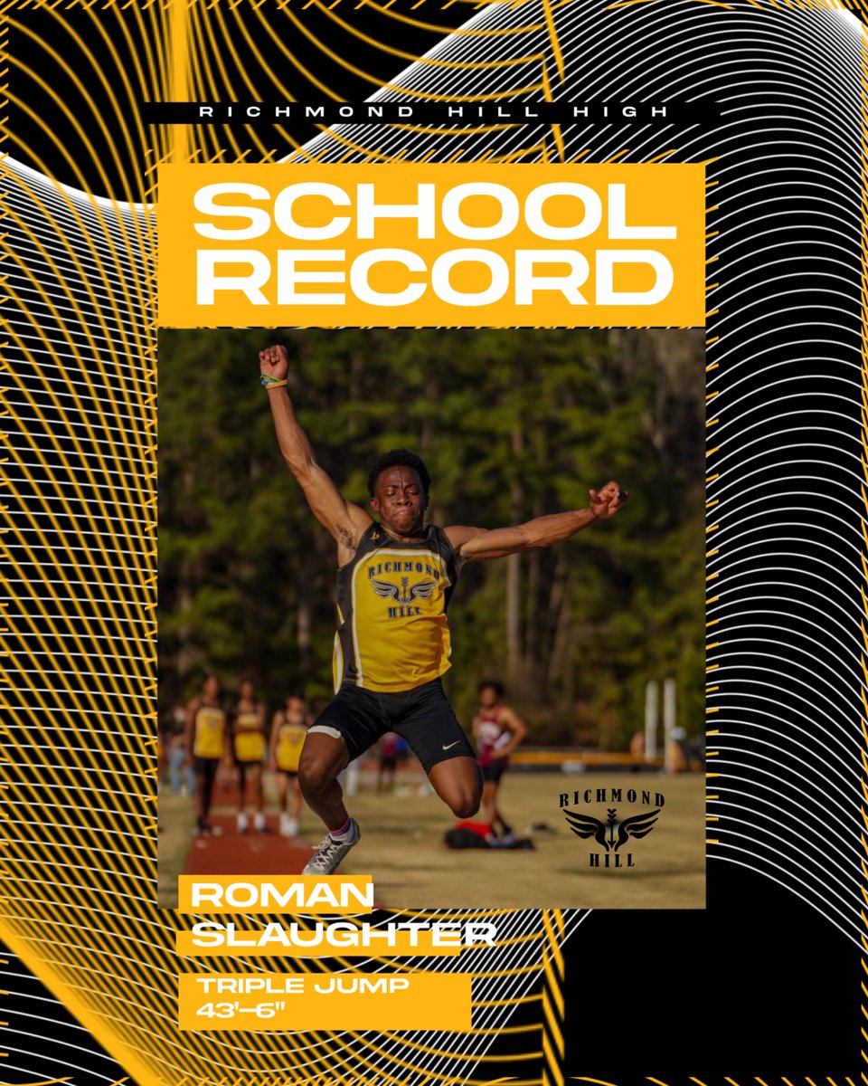 I'm excited to announce that we have a New School Record in the Triple Jump! Roman has been working on this record for a couple years and Friday he came away with the record. Congrats Roman!  Let's see how far he can go at Regions. #BTH <a href="/athletics_rhhs/">Richmond Hill Wildcats Athletics</a> <a href="/RH_WildCatNews/">WCN</a> <a href="/CatpackRh/">RHHS Catpack</a>