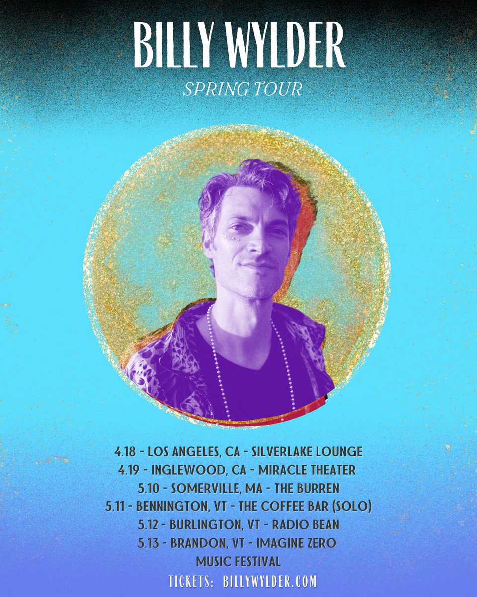 Spring tour kicks off tonight in LA! Grab tickets: billywylder.com/shows

<a href="/THE_SLL_TWEETS/">The Silverlake Lounge</a> <a href="/BurrenBackroom/">24 Hour Concerts</a> <a href="/RadioBean/">Radio Bean</a> <a href="/robflax/">Rob Flax</a> #livemusic #newmusic #LosAngeles #boston #vermont