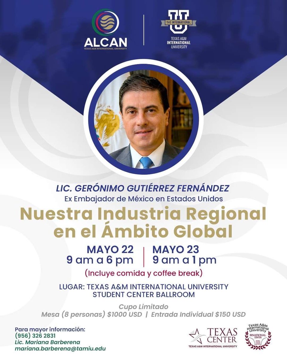 CLSLP_AC's tweet image. El ⁦@CLSLP_AC⁩ extiende una invitación al sector empresarial a participar en el taller: Nuestra Industria Regional en el Ámbito Global. El@proximo 22 y 23 de Mayo. Informes: alfredo.rdz@sanluispotosilogistico.com