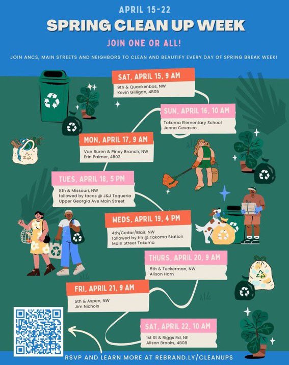 UpperGeorgiaAve's tweet image. Thanks to #ANC4B for organizing these #SpringBreak cleanups and to everyone who came out for ours (esp @ErinPalmerDC and @kevingilliganDC)! We picked up 16 bags of trash. 

More coming up in the next few days, including tomorrow w/ @MainStTakoma! 

RSVP at rebrand.ly/cleanups