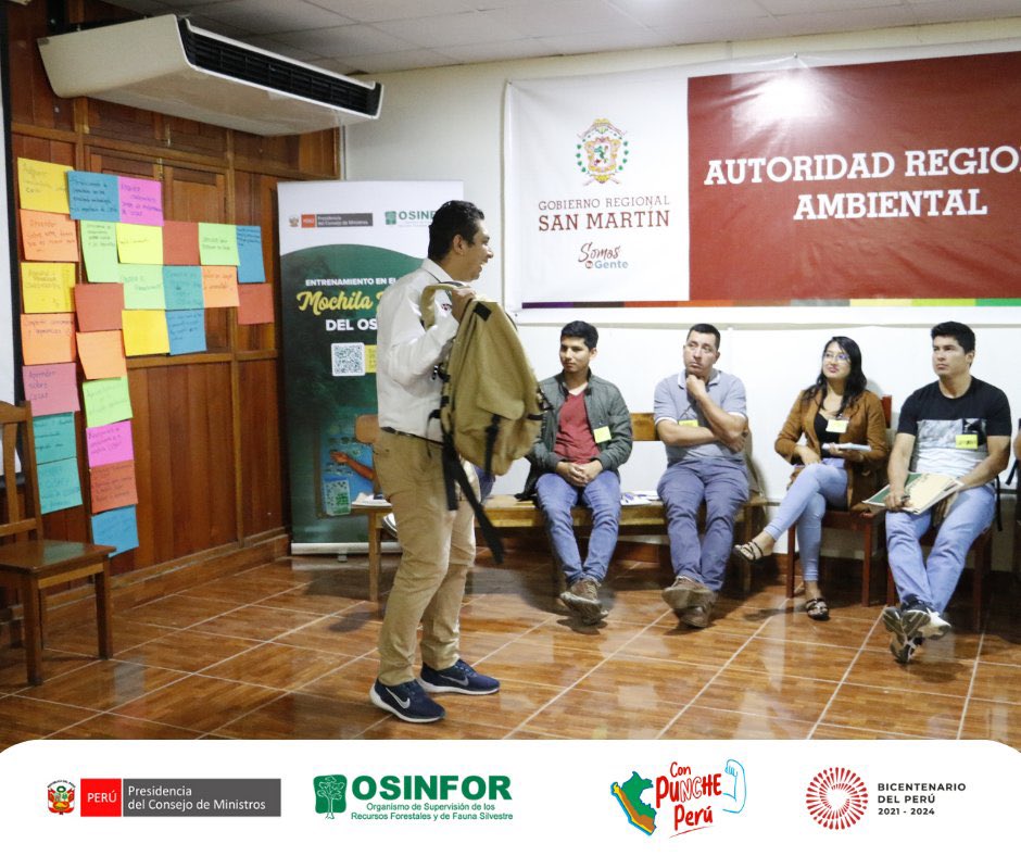 OsinforPeru's tweet photo. #Hoy presentamos la temática #CUSAF de la Mochila Forestal🎒y capacitamos a personal de la Autoridad Regional Ambiental del @GobSanMartin para que puedan replicar didácticamente esta metodología con agricultores familiares de los distritos de #Roque y #Soritor. https://t.co/gFtvhbaenv