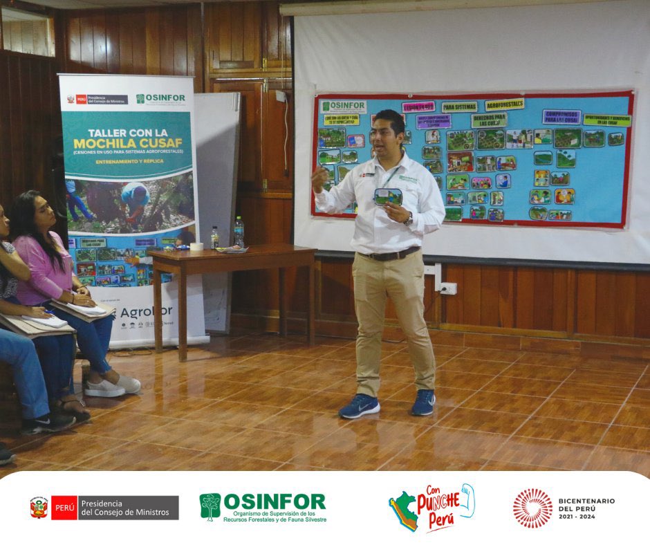 OsinforPeru's tweet photo. #Hoy presentamos la temática #CUSAF de la Mochila Forestal🎒y capacitamos a personal de la Autoridad Regional Ambiental del @GobSanMartin para que puedan replicar didácticamente esta metodología con agricultores familiares de los distritos de #Roque y #Soritor. https://t.co/gFtvhbaenv