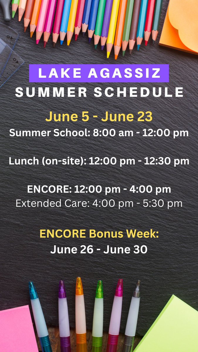 LakeAgassizGFPS's tweet photo. Registration links for summer school and Encore are in your email! https://t.co/RWksuS41An