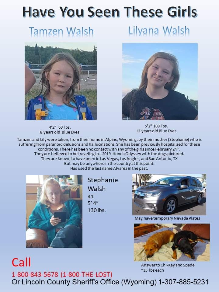 kristyladner's tweet photo. Please share and help find these sweet girls! #MissingChildAlert #MissingPerson https://t.co/8rdmvWWJQc