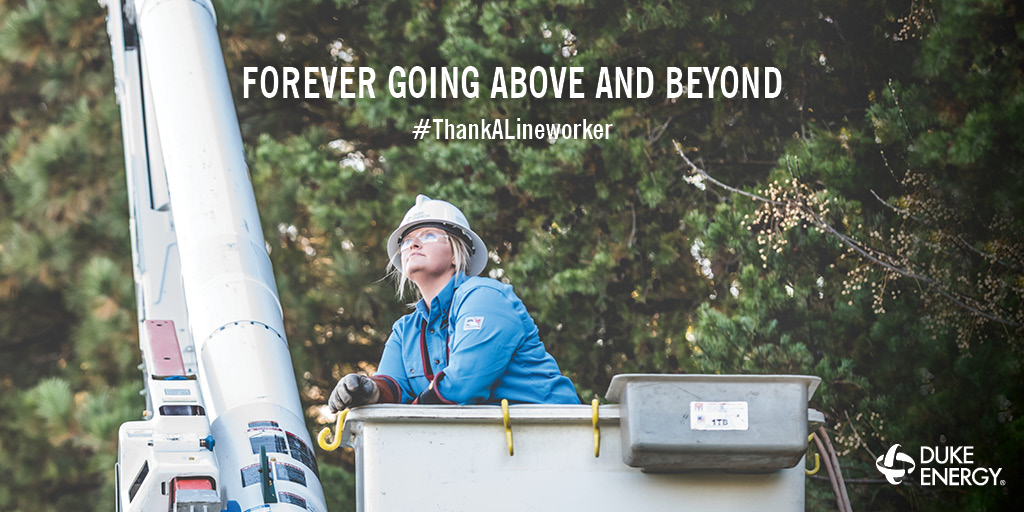 Today is National Linework Appreciation Day! I salute the strong men and women who stand strong <a href="/DukeEnergy/">Duke Energy</a> every day braving the elements - rain, sleet, snow, wind and heat waves just to ensure customers have the greatest commodity on earth - energy! SALUTING YOU TODAY!