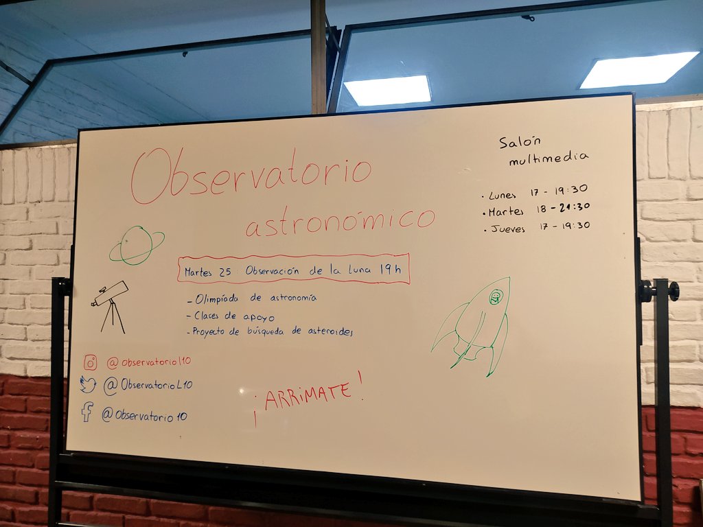 El próximo martes estaremos observando la Luna en el observatorio 🔭
También podés venir a participar de alguno de los proyectos que tenemos, o a charlar un rato de astronomía 🙃