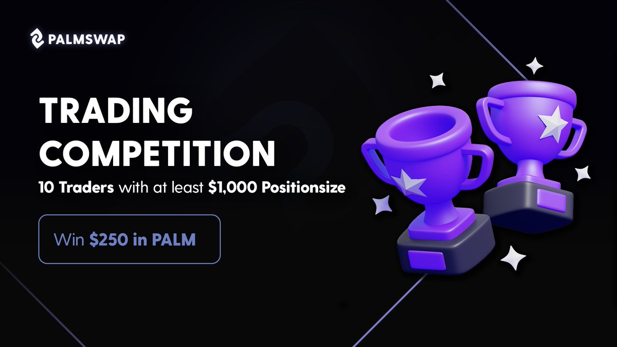 FUNDEDbyFoxify's tweet photo. To celebrate the launch of #PalmSwap v1, we're giving away $250 in $PALM to 10 lucky traders! Simply trade with a volume of $1000 or use 10x leverage with $100 to qualify. 

Once you reach the qualification, comment your wallet address before 3:00 pm UTC on 22nd April 2023. https://t.co/bV5aKc57Nn
