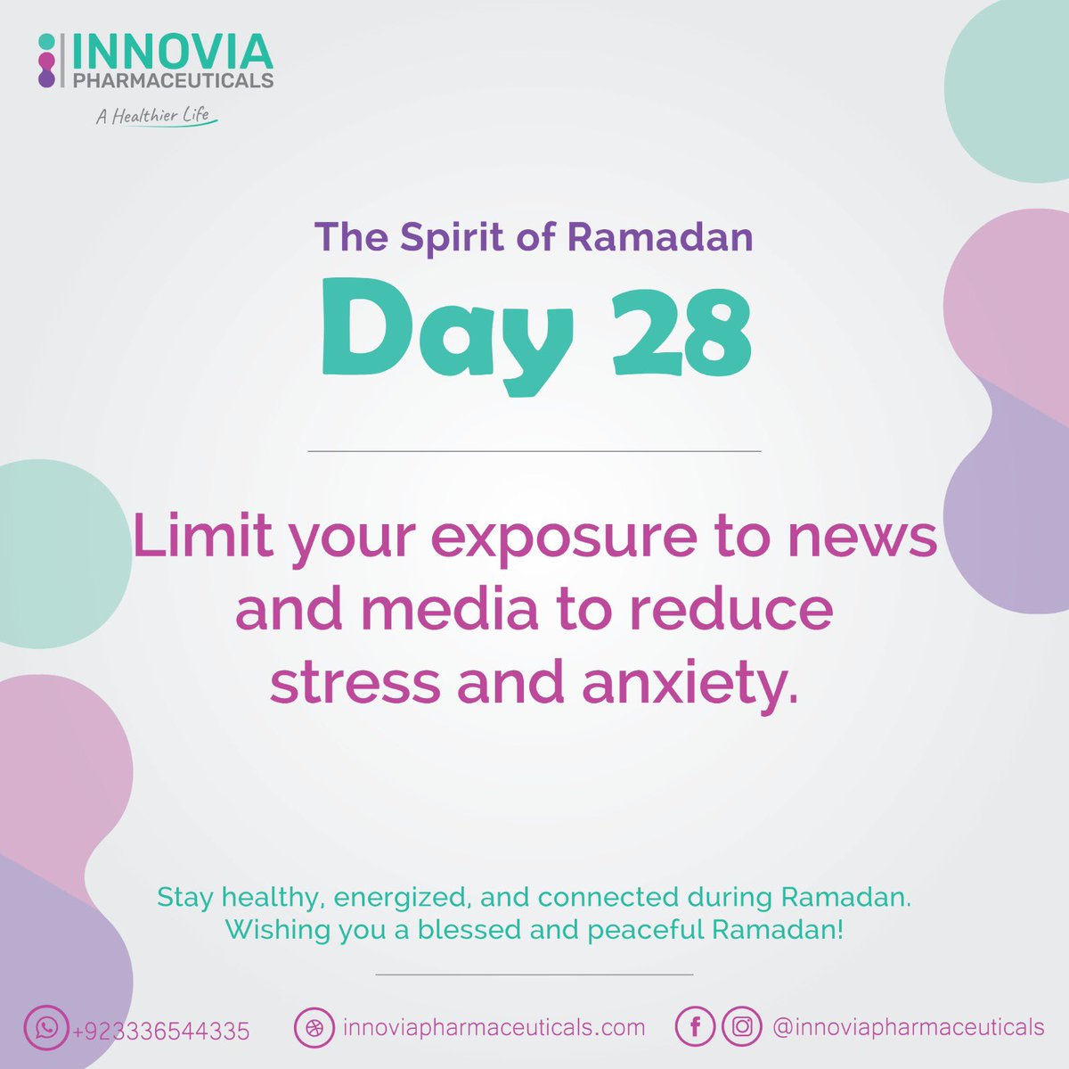 InnoviaLife's tweet photo. #TheSpiritofRamadan #AHealthierLife

"Limit your exposure to news and media to reduce stress and anxiety."

Stay healthy, energized, and connected during Ramadan!
Wishing you a blessed and peaceful Ramadan🌙

#InnoviaPharmaceuticals #AHealthierLife #pharmaceuticals #health https://t.co/S1dv0swD67