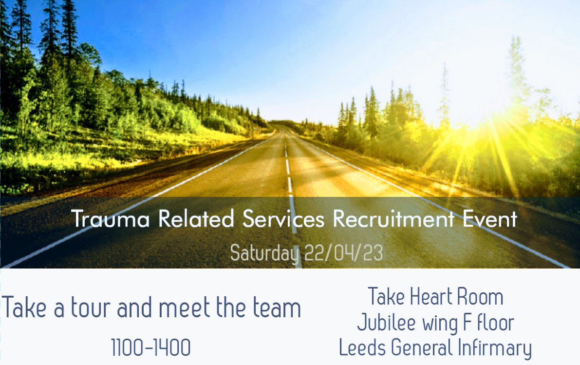 Clinical Educator TRS (@educatorstrs) on Twitter photo Where will the road take you this Saturday.....visit us in Leeds General Infirmary for our recruitment event to take a tour and meet some of our teams within trauma. Vacancies available for CSWs and RNs #TRS <a href="/becky5368/">Rebecca Kenney</a> <a href="/NaqviToseka/">Toseka Naqvi</a> @TRSCSU @dianearmstr1 Where will the road take you this Saturday.....visit us in Leeds General Infirmary for our recruitment event to take a tour and meet some of our teams within trauma. Vacancies available for CSWs and RNs #TRS <a href="/becky5368/">Rebecca Kenney</a> <a href="/NaqviToseka/">Toseka Naqvi</a> @TRSCSU @dianearmstr1