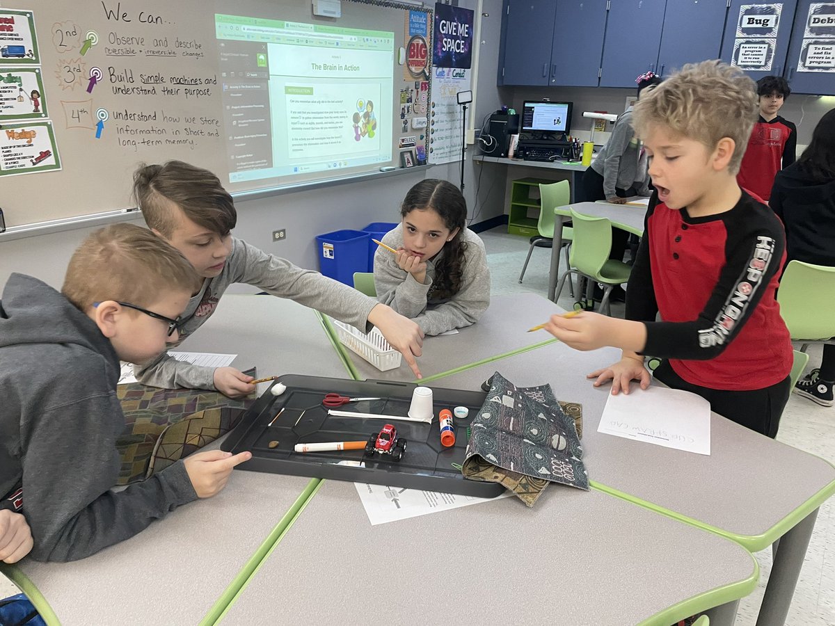 AmandaStrickler's tweet photo. 4th graders show how our senses take input from the world and send it as output to our brains which can then receive that input and react! We also learned about how the brain stores short and long-term memory. #PLTW #STEM #BHWarriorPride @Bighollowelem https://t.co/SkqULDCbLm
