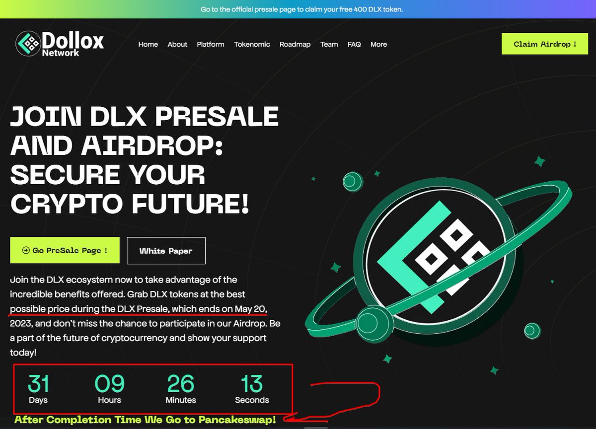 DolloxNetwork's tweet photo. Friends, we've corrected a critical error and updated the official launch date of Dollox Network token to May 20, 2023 on Pancakeswap. Our fair presale on the official website will also be extended until the end of the preliminary period. Happy trading! 🚀
https://t.co/mKhm59Xbjk https://t.co/fZa9AlbGGU