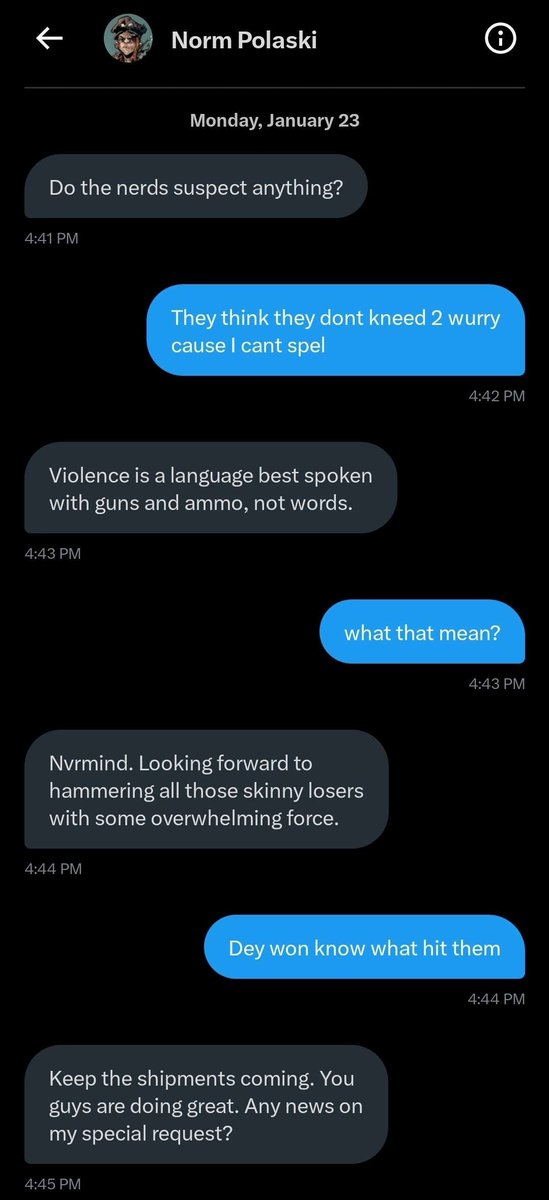 nuclearnerds's tweet photo. It seems as though @IcePickKelly doesn't practice the best OPSEC.  We were able to obtain these dms between him and @AirmanNorm.

WHAT ARE THESE 2 SCHEMING???? https://t.co/0JfHvf2jkR