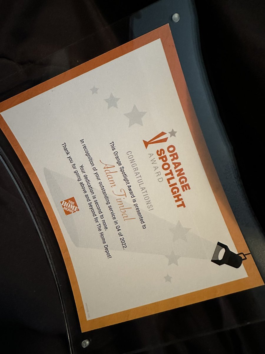 Wowww, truly honored to get this , thank you to everyone that believes in me and has pushed me throughout my career with the Home Depot !! , I appreciate all of y’all support to get me where I’m at today. 🙌🏼🙌🏼🙏🏼
