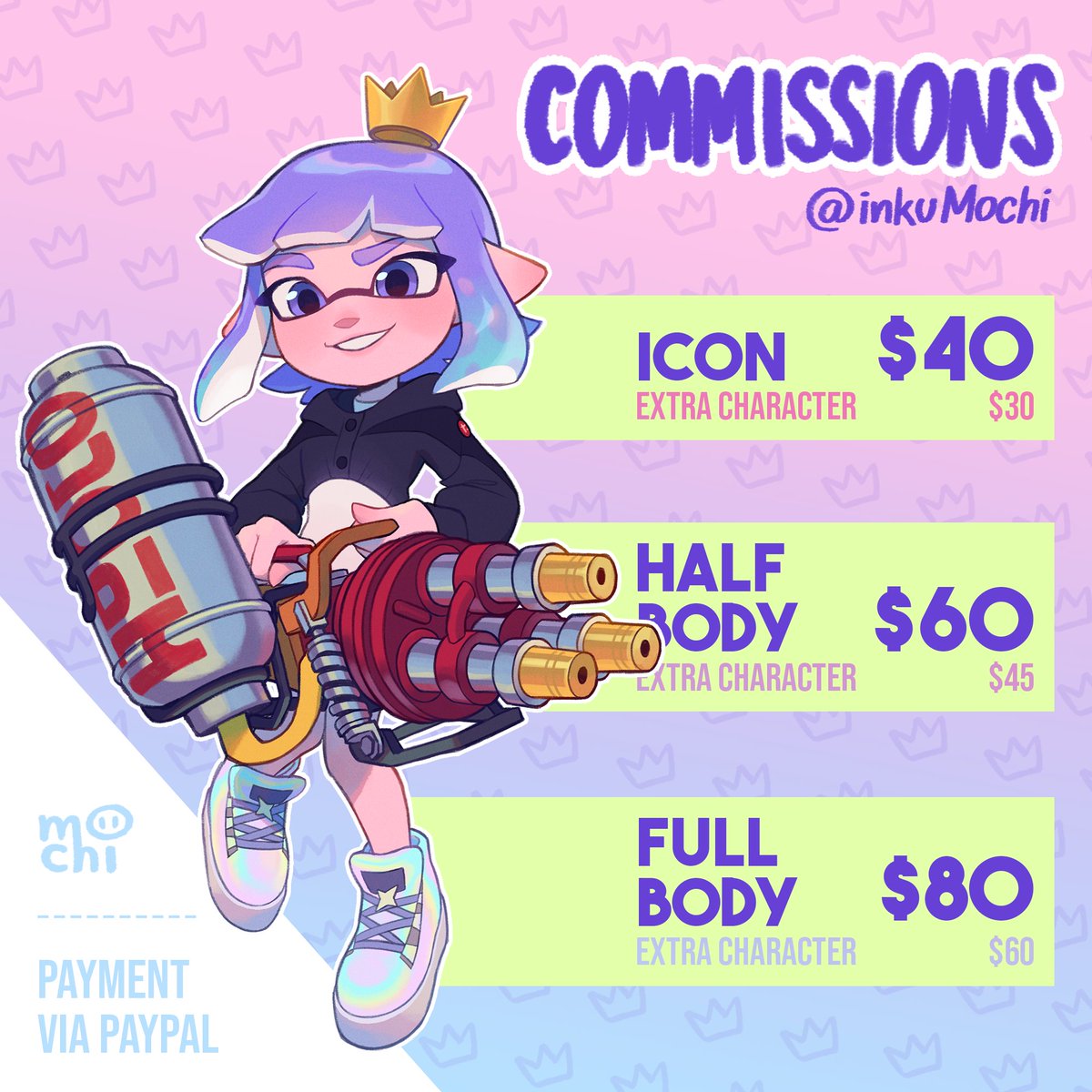 inkuMochi's tweet photo. ⭐️Comms are open!

DM me if you're interested, if you have any questions don't hesitate to ask

(i'm really broke rn because of recent incidents and i need to start saving up again to move out, so RTs are really appreciated ;o;)

thank you!
#splatoon #splatoon3 https://t.co/JKqA2bxegO