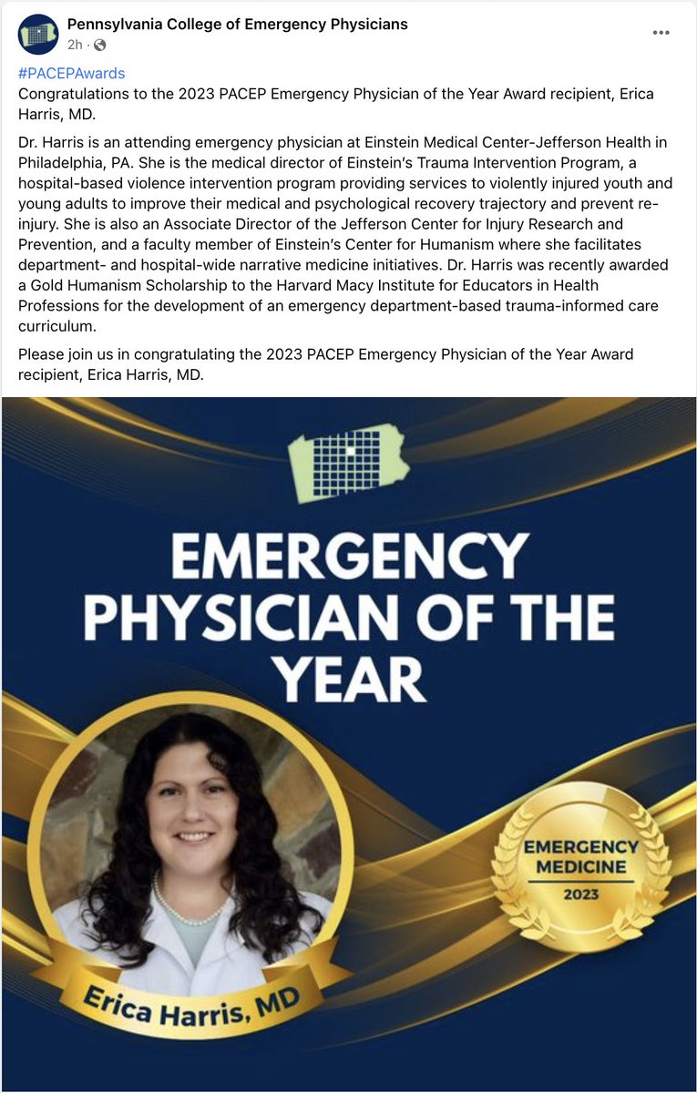 EinsteinEMed's tweet photo. Stolen from @Pacep4Em's facebook -- Congrats Dr. Harris!! We're so proud of you and the work that you do! https://t.co/WSGnOB1W81