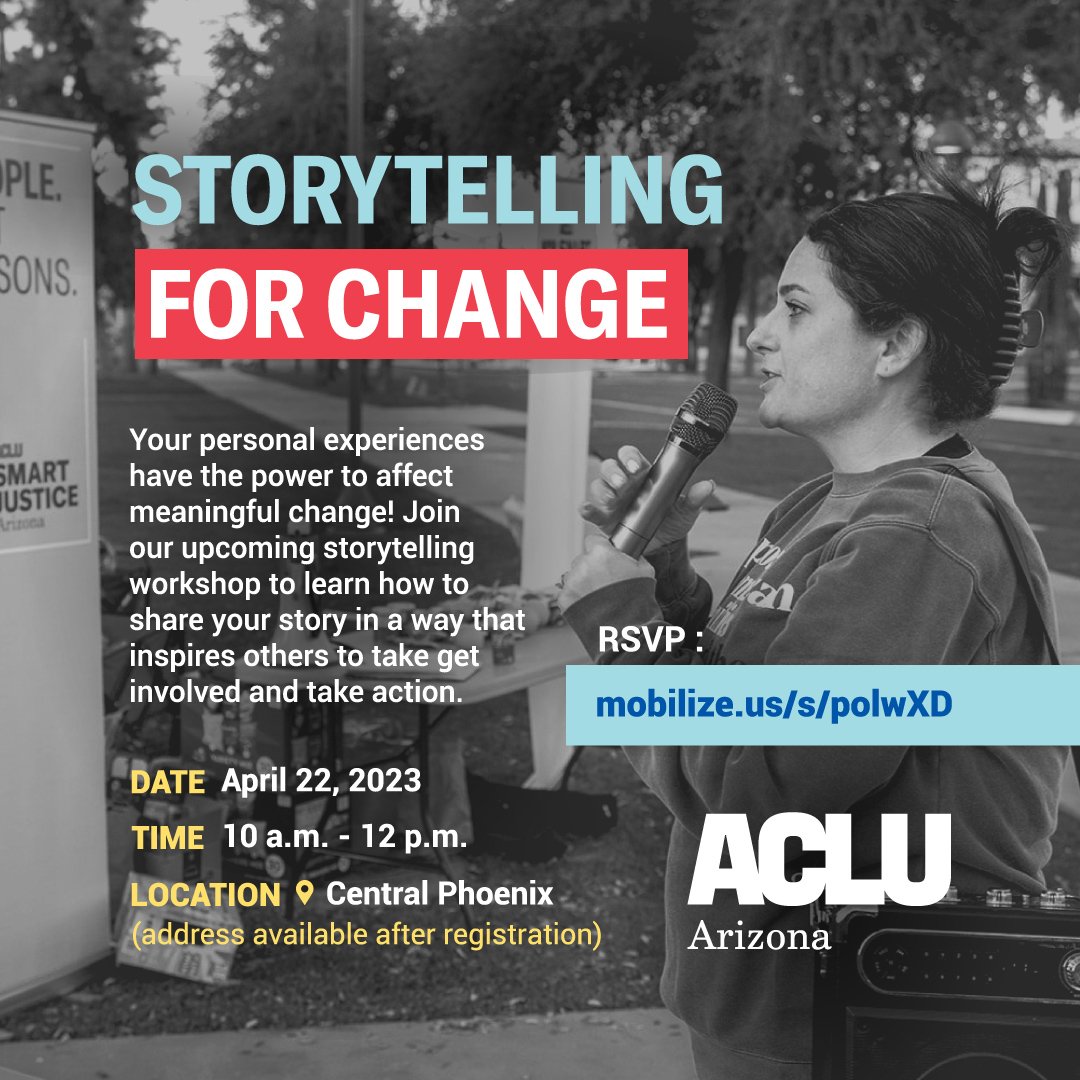 Come hang out with me on Saturday and learn to share your story anywhere! Your voice is your power! <a href="/ACLUaz/">ACLU of Arizona</a>