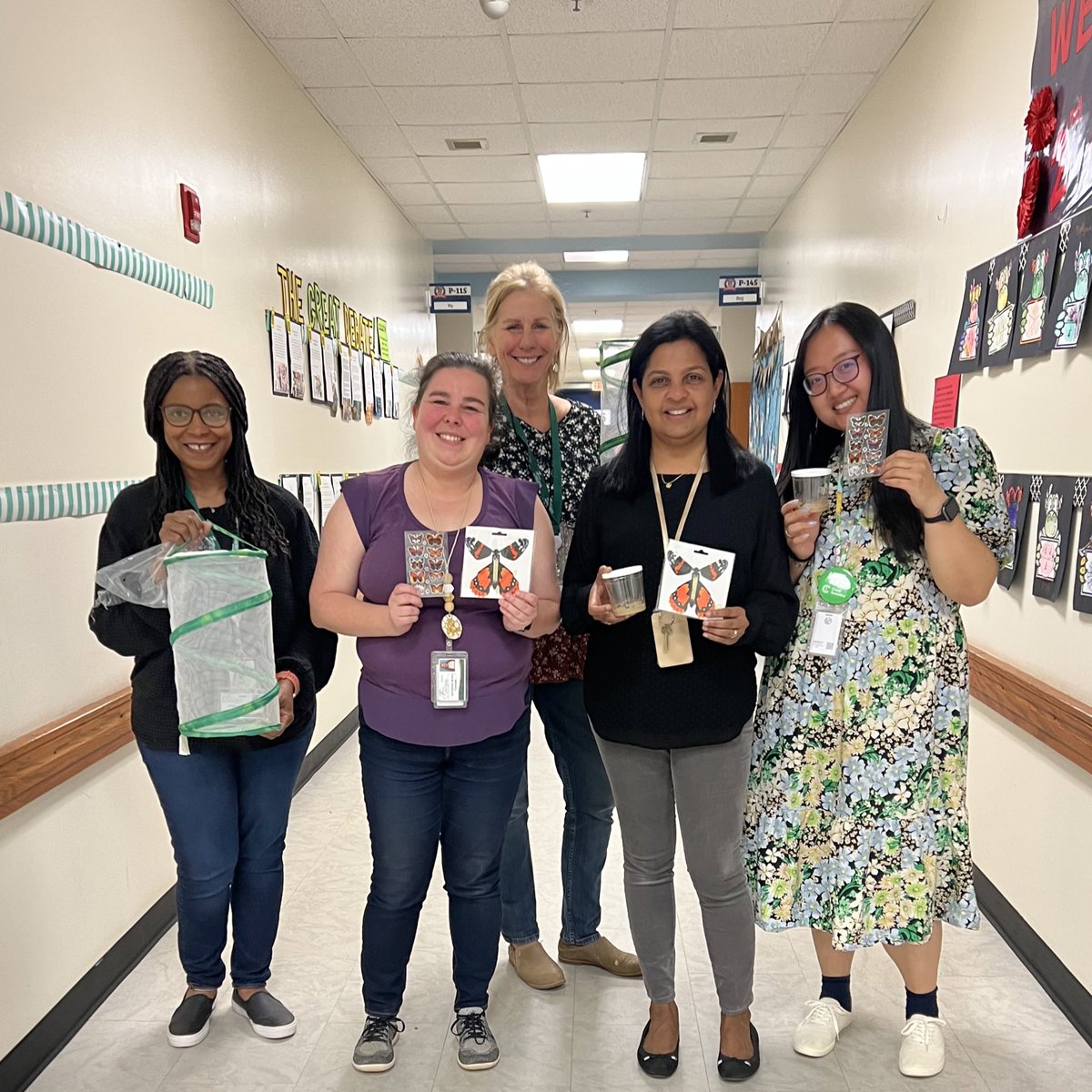 The 2nd grade team is all a flutter thanks to our wonderful PTA! 🐛🦋 #lifecycle #metamorphosis  @MrsHarrisSBCE @rajteach @I_MissYu  @MsmosesSBCE & Ms.Holmes