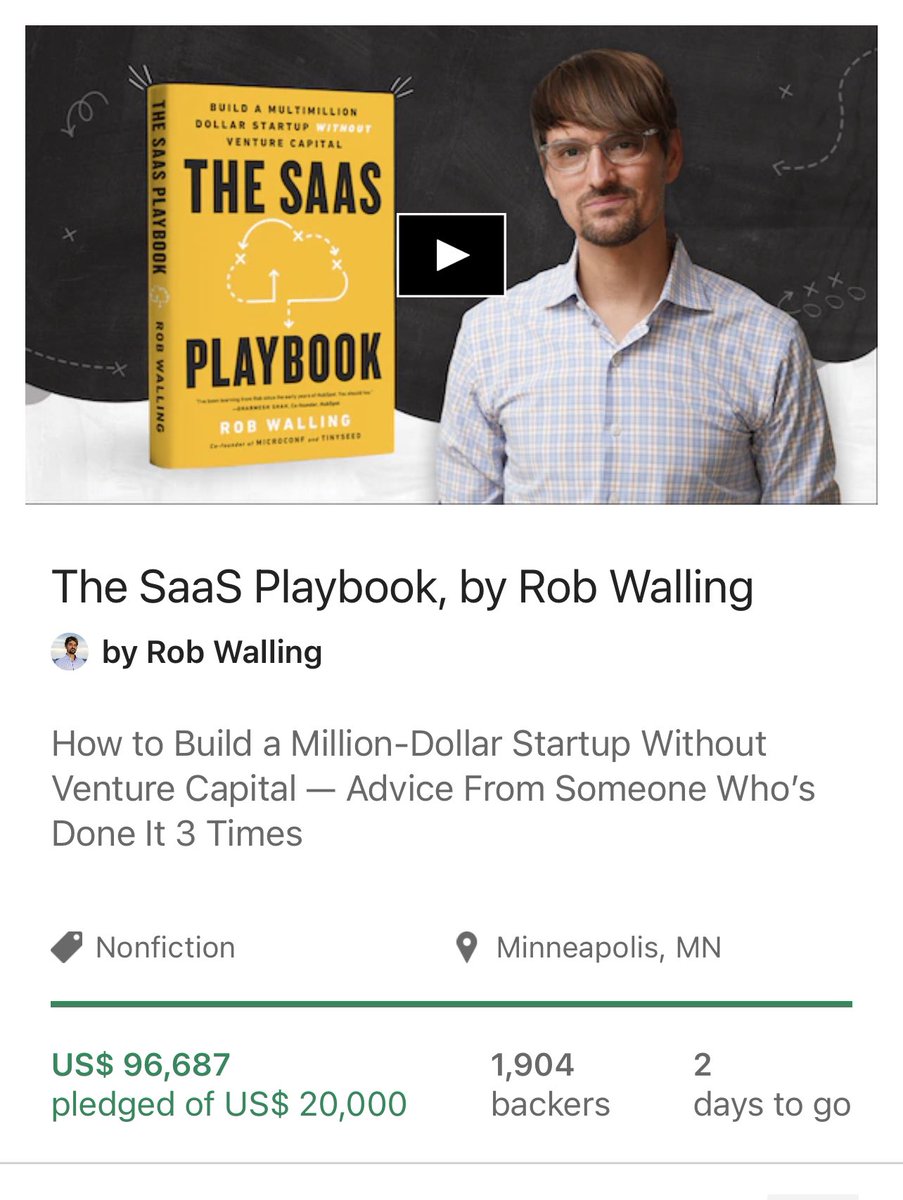 The kickstarter for my new book closes in 2 days. It’s just under $97k.

I’m trying to get to $100k. 

If you haven’t backed it, I’d be grateful if you did. If you have, a RT would be amazing.

kickstarter.com/projects/robwa…