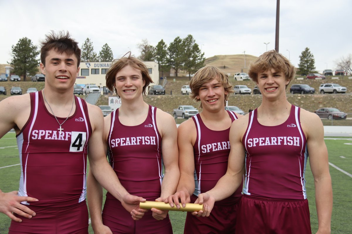 SpartanTrackSD's tweet photo. ✨🚨SCHOOL RECORD ALERT 🚨 ✨ 4x100M Relay team of Max Engen, Kaleb Ranek, Hunter Walters and Jaden Guthmiller goes 43.49 which is the top time in school history! Congrats boys! #sdpreps https://t.co/vcsGdSpbcI