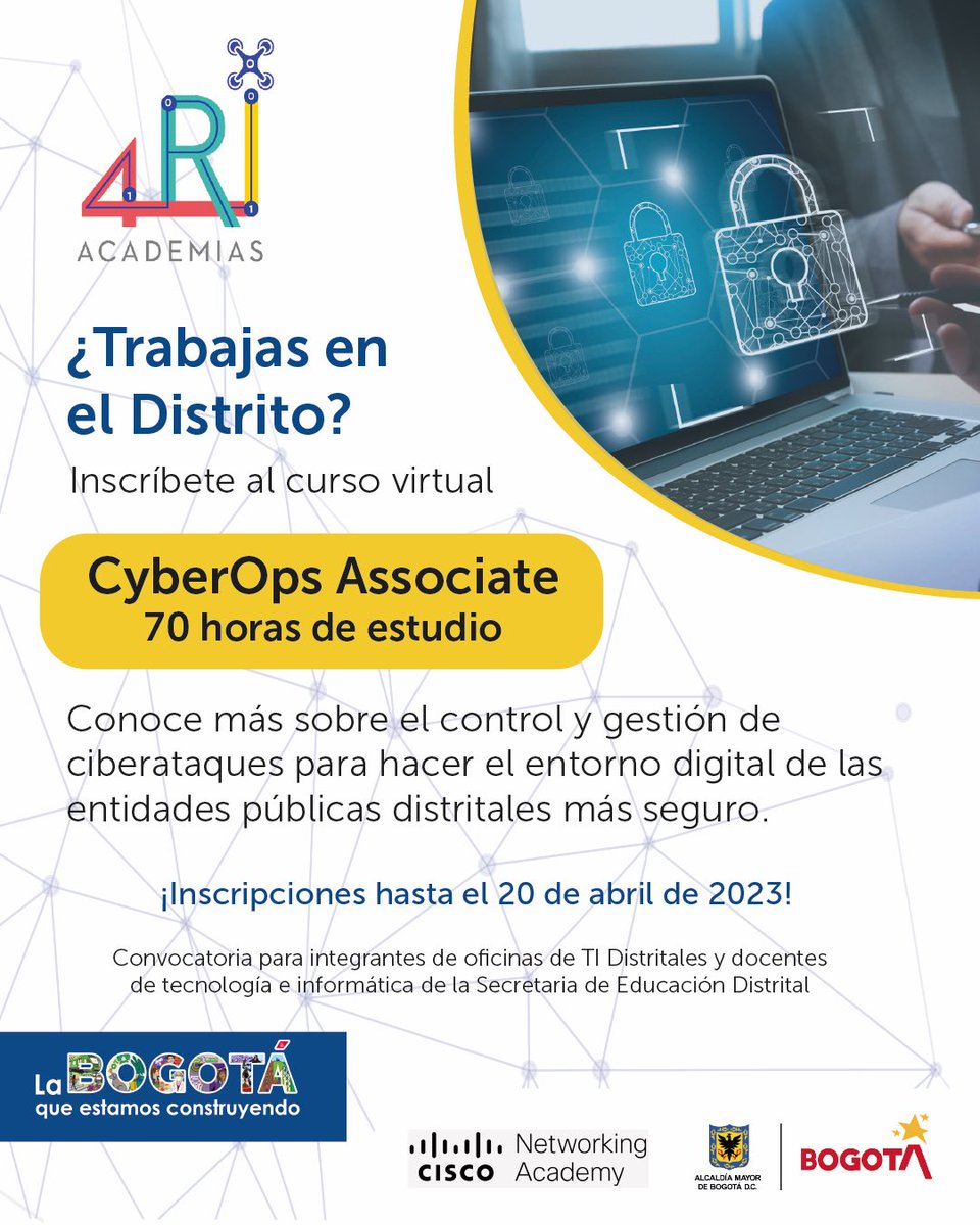 ConsejeriaTIC's tweet photo. ¡El curso #CyberOpsAssociate de @CiscoNetAcad está un hit!🧑🏻‍💻🔝

Amplia tus conocimientos ante los problemas de ciberseguridad que hoy enfrentan las organizaciones y aprende cómo detectarlos y analizarlos para dar una respuesta efectiva. Regístrate aquí👉🏼 https://t.co/RFyem9TeMT https://t.co/i6jhck7vwY