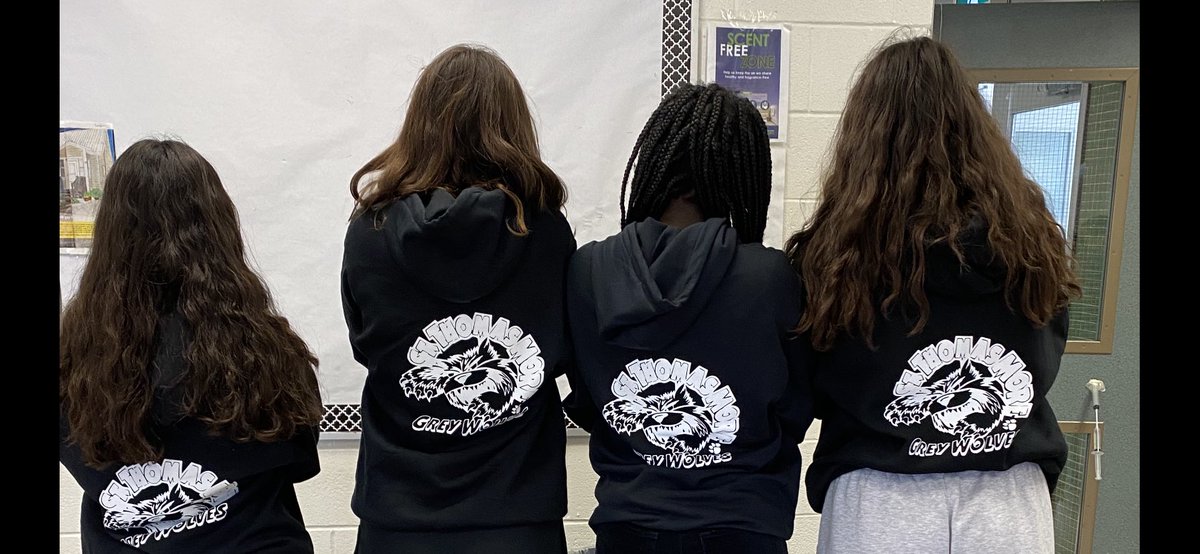 Grade 8s wearing their Grad sweaters proudly. Go Grey Wolves! #classof2023 <a href="/stthomasmore19/">St Thomas More DPCDSB</a>