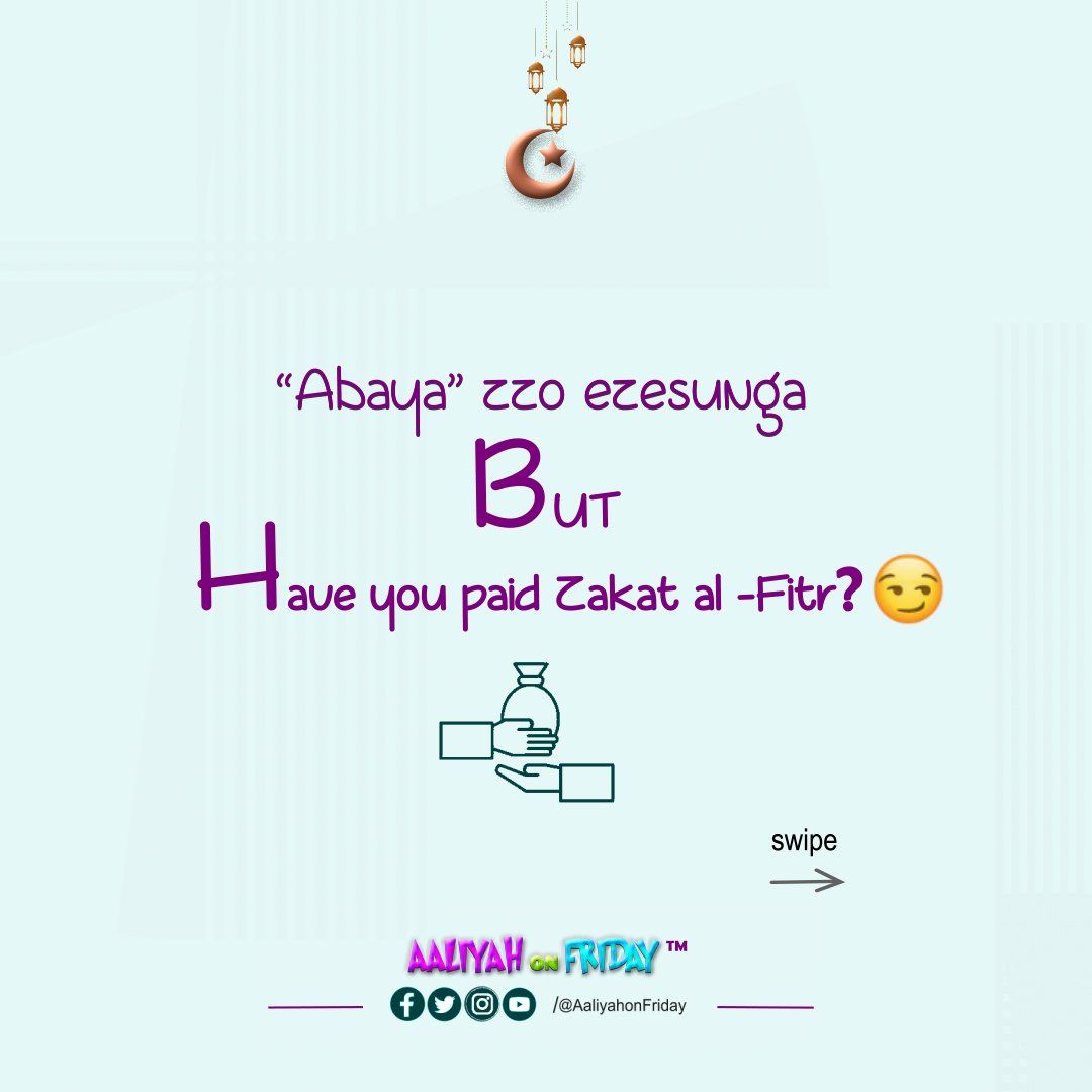 AaliyahonFriday's tweet photo. "Abaya" zzo ezesunga BUT HAVE YOU PAID ZAKAT-AL-FITR?π
#AaliyahonFriday #Jumamubarak #Ramadhantips #hijabers #islam #hijabbers https://t.co/RuAd28DiHt