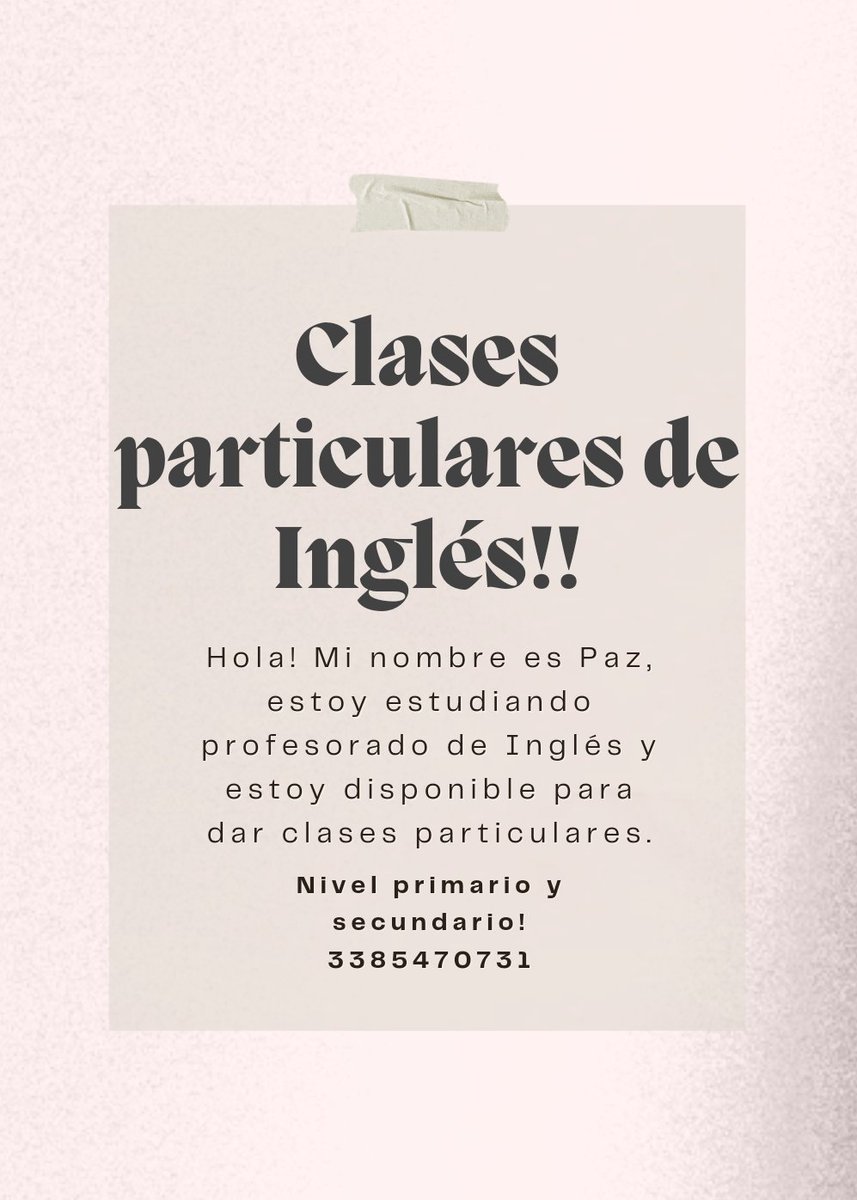 Holis, me animé a dar clases particulares de inglés 🙃 me ayudarían con un RT por si alguien necesita🙏🏼🤍 <a href="/VivireNuevaCba/">VivirenNuevaCórdoba®</a> <a href="/VivirEnNuevaCba/">Vivir en Nueva Cba</a>