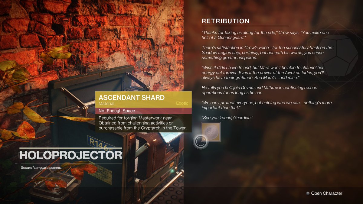 ZombaitX's tweet image. Oh, come on. Why should I have to go waste another ascendant shard to upgrade randomized armor that I don&apos;t want to upgrade then come back here just to finish a quest? #Destiny2 #Destiny2Fail #BadGameDesign