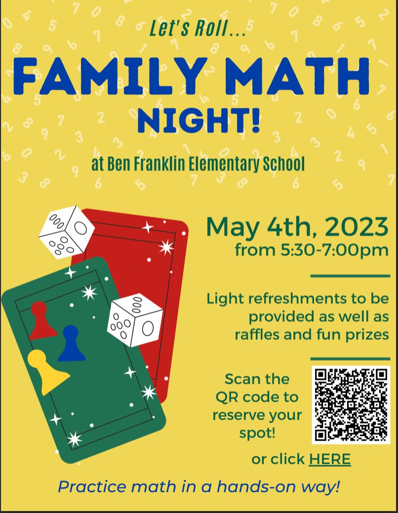 Our Family Math Night is coming! See the flyer for details and sign up to reserve your spot today! #shinebrightediosn