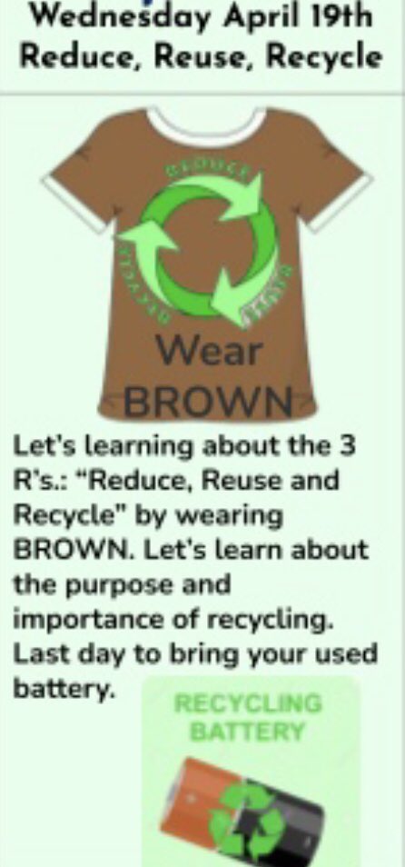 BFAGreenTeam1's tweet photo. #EarthSpiritWeek @DPCDSB_BFA continues by wearing Brown tomorrow! Will be learning about 3 Rs♻️ and remember let’s continue to ride your 🚲 and 🛼🛹to school! Last call for collecting drained used batteries to properly recycle @regionofpeel🪫 @EcoSchoolsCAN @DP_EcoSchools https://t.co/Zcn8uhWH8i