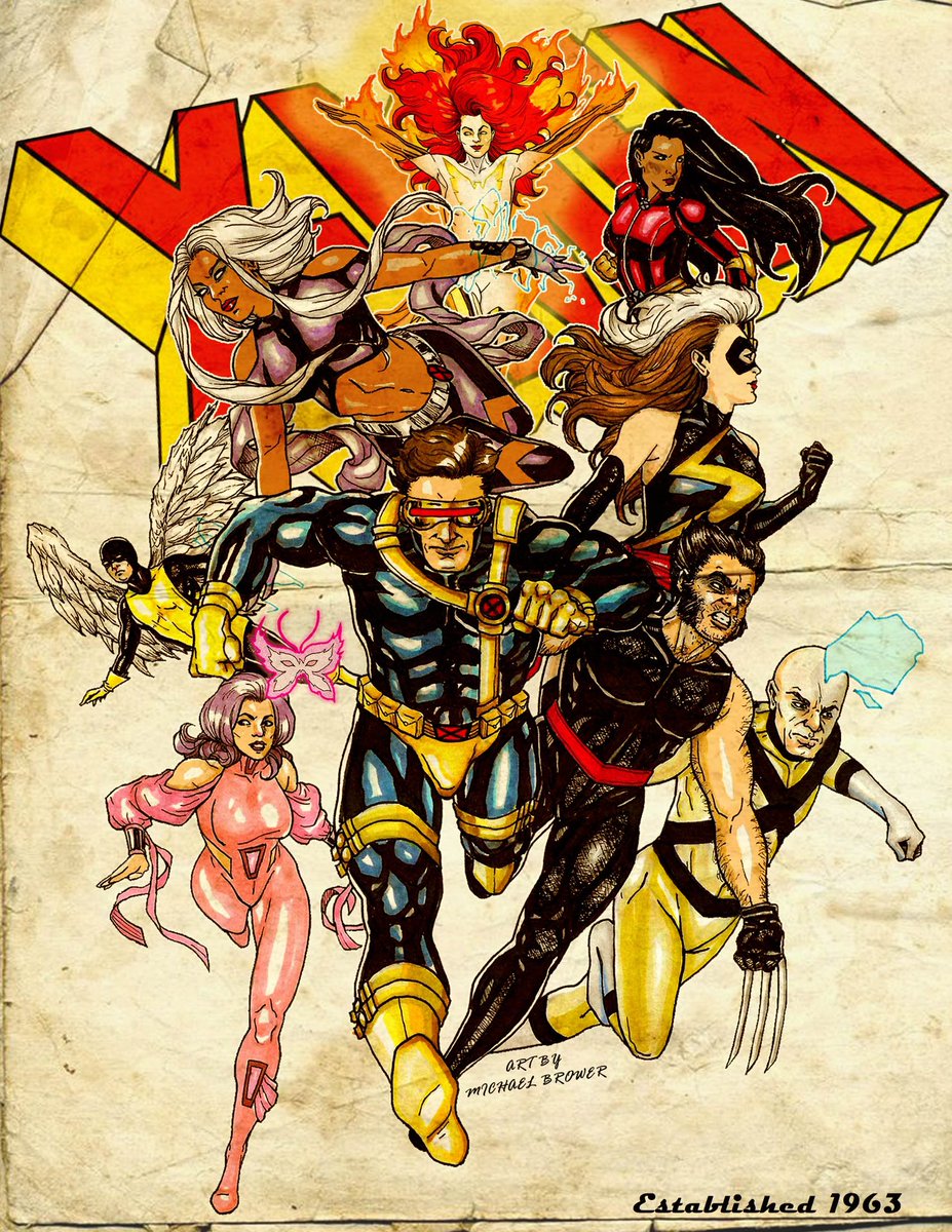 MikeBrower81's tweet photo. 60 Year of X-Men! Art by me.
#XMen #60YearsOfXMen #ScottSummers #Cyclops #JeanGrey #MarvelsPhoenix #OroroMunroe #MarvelsStorm #MonetStCroix #MarvelsRogue #Wolverine #LoganHowlett #CharlesXavier #ElizabethBraddock #Psylocke #WarrenWorthingtonIII #UncannyXMen #Marvel #MarvelComics https://t.co/mjkby25QAF