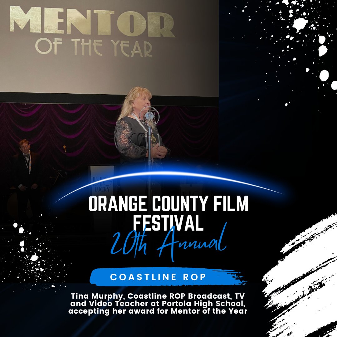 CoastlineROP's tweet photo. The OC Film Festival was held at Portola HS on April 7, 2023. Congratulations to Daisy Liao, who won Filmmaker of the Year and awards in Spot Feature and Music Video categories, and Tina Murphy, who took home Mentor of the Year! #OCFF #filmfestival #CoastlineROP https://t.co/nRJ3Td1zbb