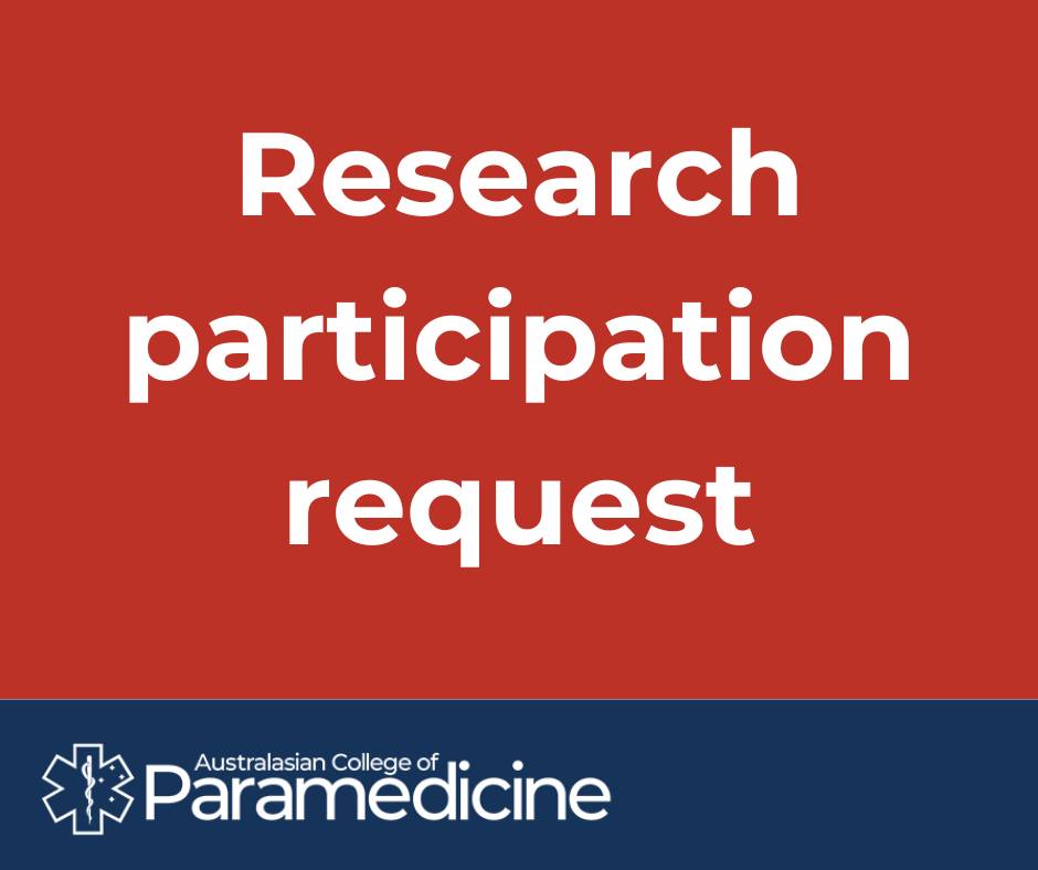 ACParamedicine's tweet photo. Researchers at @CQU are seeking paramedics and their intimate partners to participate in a research study that is investigating the effects of paramedic exposure to traumatic incidents.

🔗 https://t.co/GnlcE4dEhP 

#ParaResearch @Matt_Hill_119 @AmandaRebar @drjesspaterson https://t.co/UQcLv1yQY4