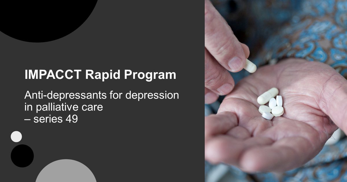 pa_ccsc's tweet photo. Are you a clinician interested in #Research improving #depression in #PalliativeCare patients?

We have just launched our newest #IMPACCTRapidProgram series investigating Antidepressants for Depression.

Visit https://t.co/dtQoDdlhnD to find out more. https://t.co/YTEpccc8fJ