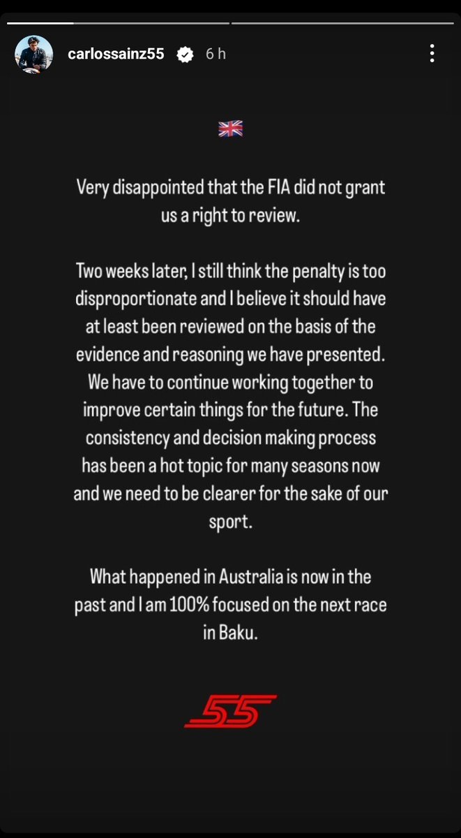 hazzabo0bear's tweet photo. The decision making of FIA is v inconsistent and unfair that they did not grant the right to review. I wanna hug and comfort Carkos 😭🥺 @Carlossainz55 https://t.co/5VZGMFHgBQ