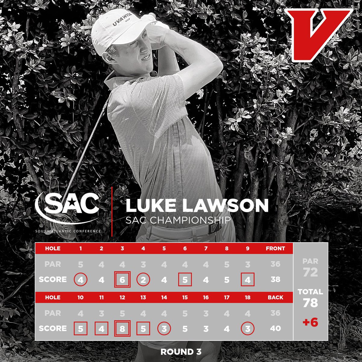 CoachSturgill3's tweet photo. Round of the Day for Round 3 of The SAC Championship at Lake Hickory Country Club in Hickory, NC goes to Luke Lawson with a score of 78. #UvaWiseGolf #CommittotheV #GoCavsGo 
#Vgolf #RoundoftheDay #HaveADay #SAC https://t.co/eCOEbh15LR