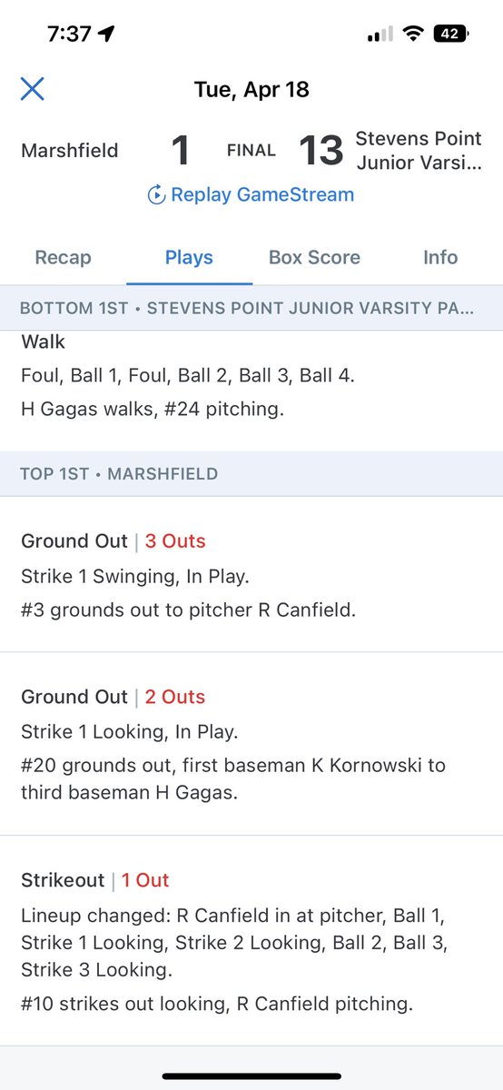HannahGagas's tweet photo. Won 13-1, batting: walked, singled to center. Defense: played 3rd, got one out. #spashski @Coach_Zimny @WLCSoftball @CSSsoftball @mrcloe04 @ZaleskiSports @GoMVB @TopPreps @BlugoldCoachH @Coachmun @FNUSOFTBALL @MontiVB @svsu_ryan https://t.co/XFrR0lCTRf