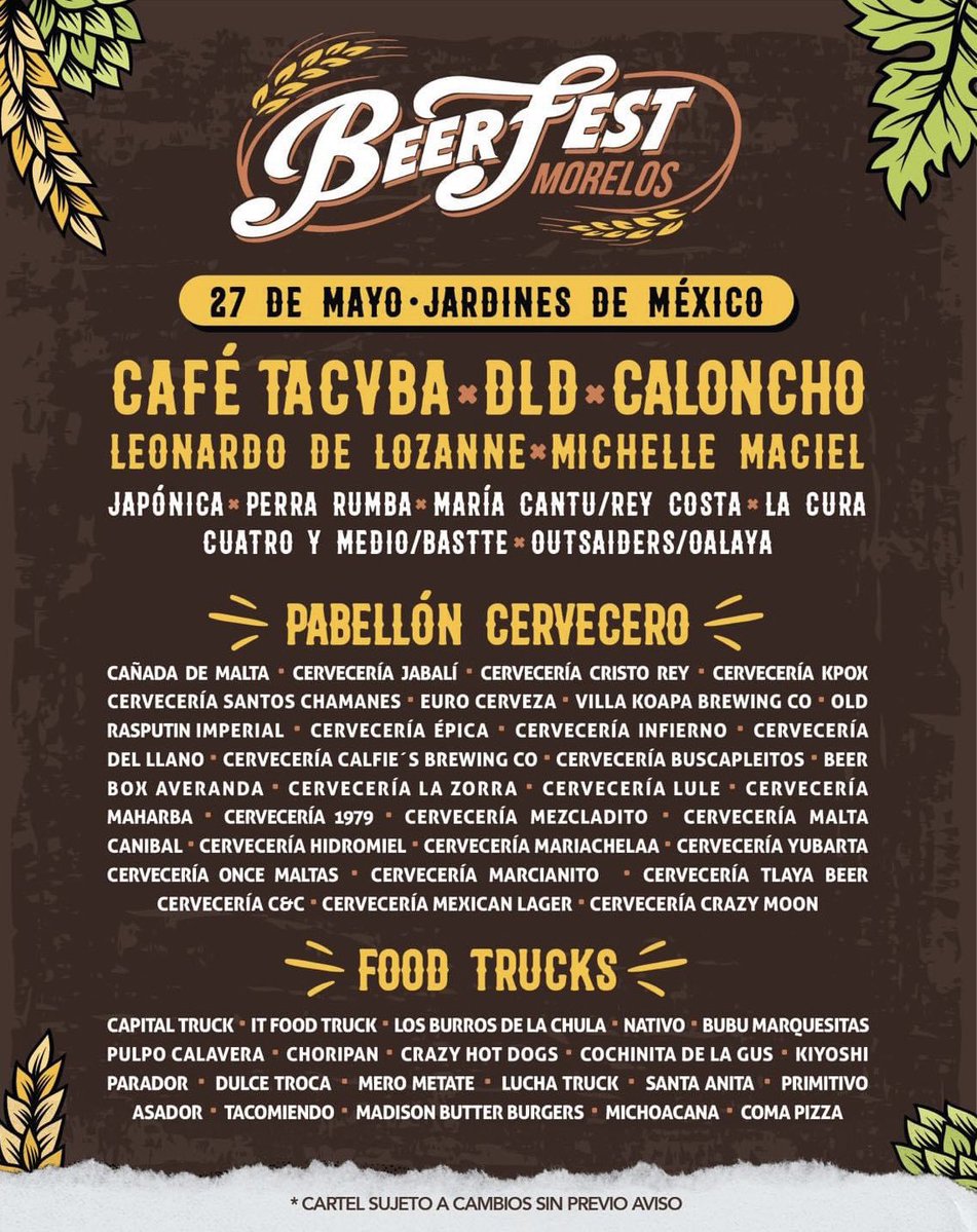 waraptv's tweet photo. Disfruta de la 8ª edición de Beerfest Morelos

Un día lleno de música y cerveza, rodeado de los jardines florales más grandes del mundo.
Descubre más de 50 cerveceras artesanales, foodtrucks, parrillada.

27 de Mayo / Jardines de México.
Boletos en: https://t.co/W9dx7AY1it 📷📷 https://t.co/Dztphd1uqO