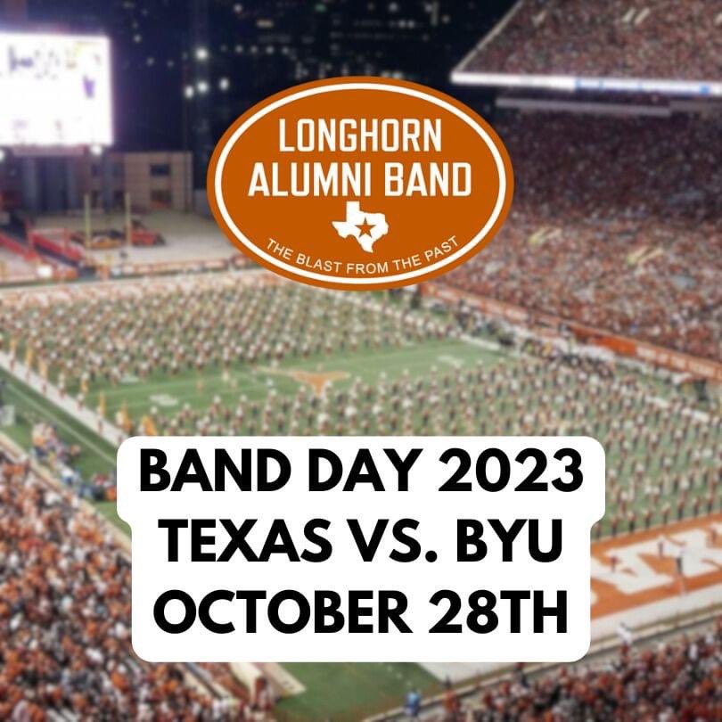 lhab's tweet photo. BREAKING: We are excited to announce that Band Day 2023 will be on 10/28 as @TexasFootball takes on our new Big 12 foes, the BYU Cougars!! More details to come. ๐ค #LHAB #HookEm https://t.co/fmDa8Jl795