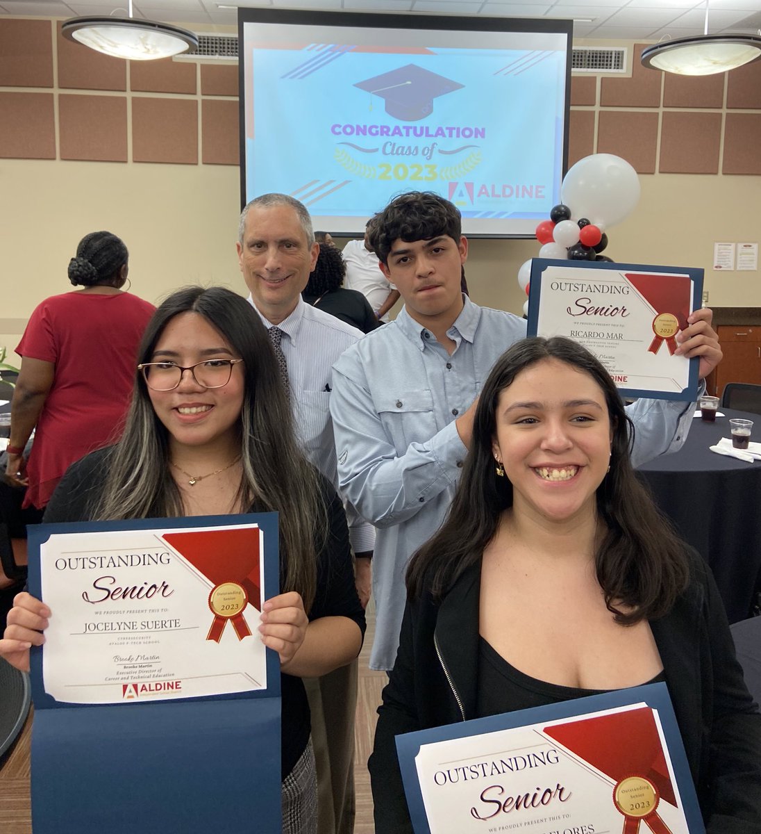 🎊Congratulations Outstanding CTE Seniors! Another FIRST ever! #ClassOf2023 has amazing representation tonight- Ricardo M. (Non-Destructive Testing), Jocelyne S. (Cybersecurity), and Monserrat F. (Teaching and Training)🎉 #EveryStudentAPath #EveryPathADestiny