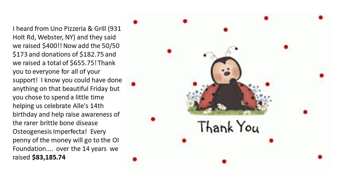 Your work continues Alle!!  You are helping so many with your story and brave fight!!!  #GoodNews #fundraising #oi #brittlebones
