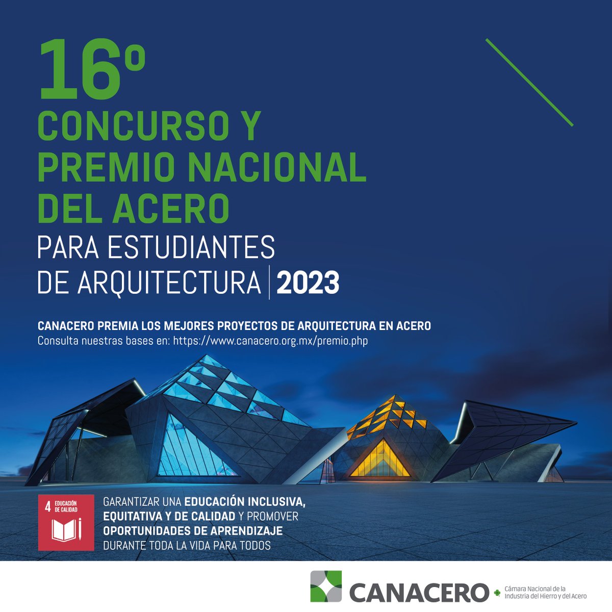 📢 ¡Estudiantes de arquitectura, este concurso es para ti! 📢

➡️Consulta las bases del concurso:  bit.ly/3mFzvEC

Participa: <a href="/CANACERO/">CANACERO</a> , <a href="/gerdau/">Gerdau</a> . 
#CAMSAM #concurso #GerdauCorsa #estudiantes #arquitectura