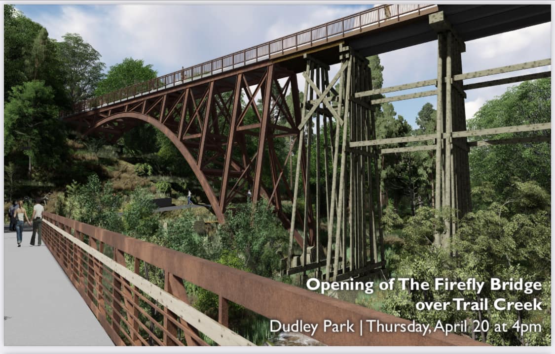 Firefly Bridge over Trail Creek dedication Thursday! - mailchi.mp/fireflytrail/f…