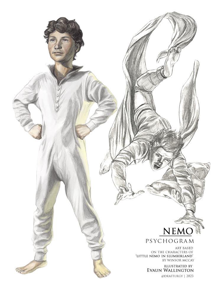 drafturgy's tweet photo. This is my concept design of little Nemo based on the Winsor McCay comic strip from 1905. I’ve created this redesign for my ‘Psychogram’ story project, which I plan on publishing online as well as a potential comic book series. https://t.co/WEqeNH5qKs